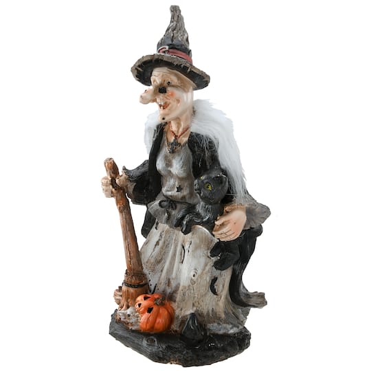 18" Witch Holding Broom Tabletop Décor By National Tree Company in Black | 7.48" x 7.28" x 18" | Michaels®